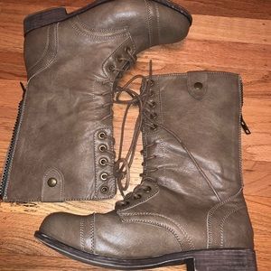 Madden Girl Taupe Lace Up Boots